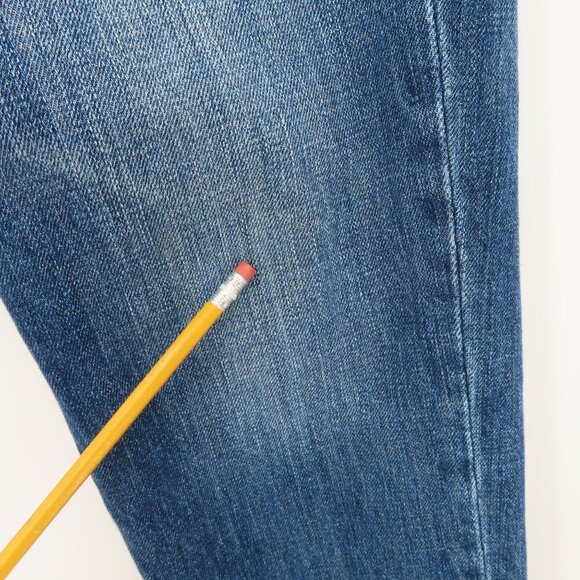 American Eagle Women 8 Tomgirl Button Fly Whiskered Blue Denim Jean Cotton Blend - Picture 5 of 14